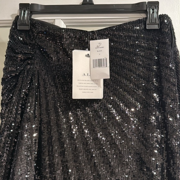 NWT A.L.C. Black Tori pleated asymmetrical sequin midi skirt. SZ 2. NYE outfit! - Picture 7 of 7